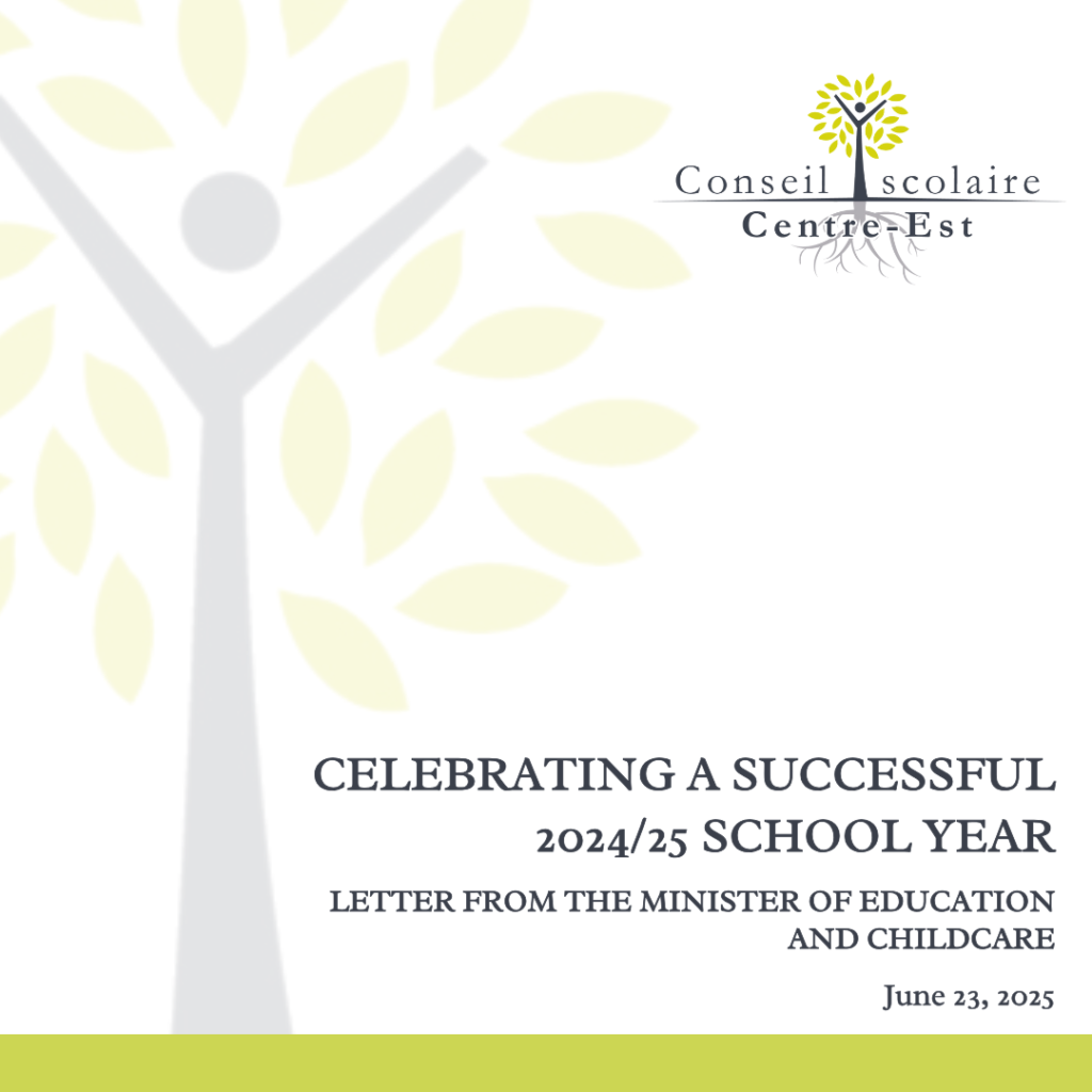 Letter from the Minister of Education and Childcare