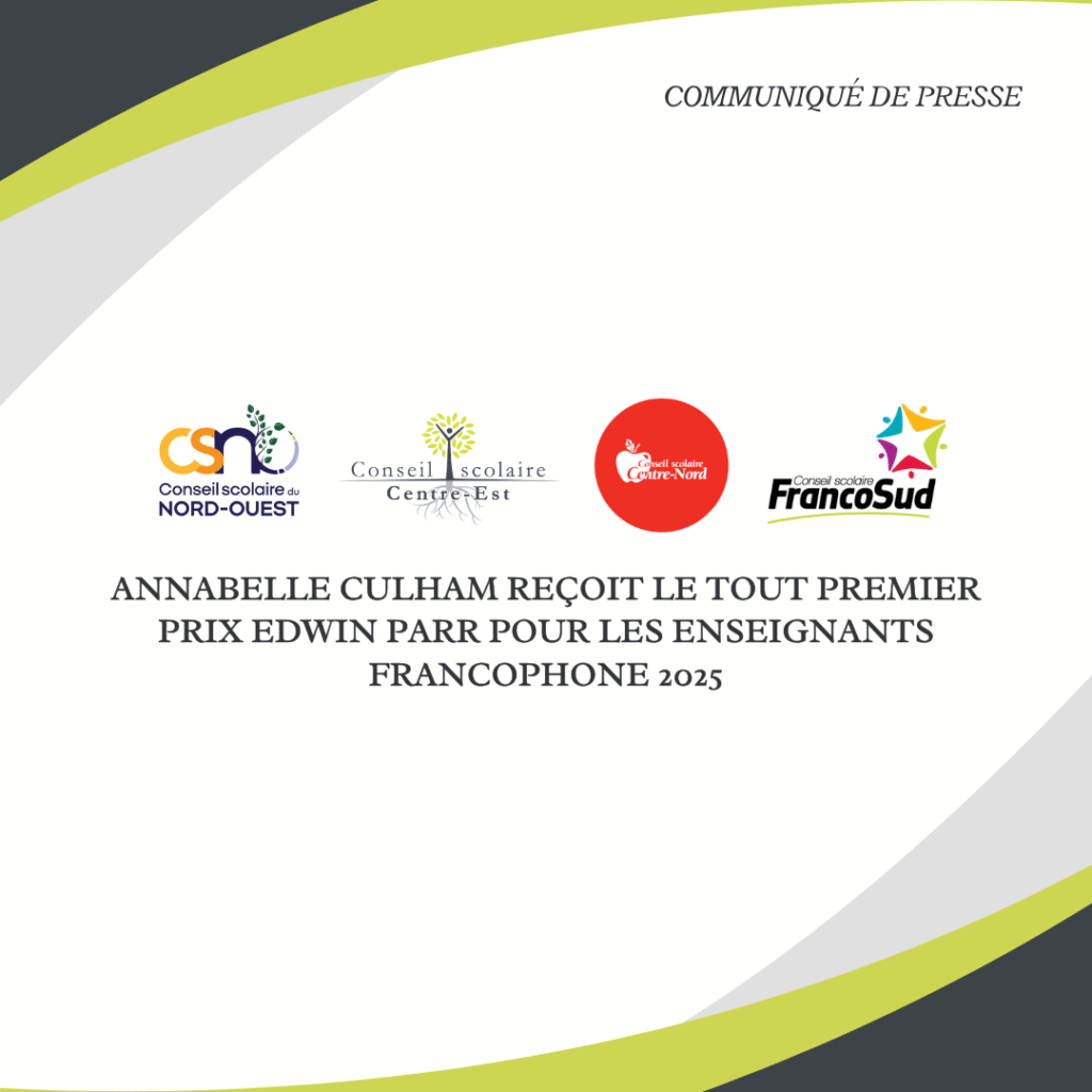 COMMUNIQUÉ DE PRESSE - ANNABELLE CULHAM REÇOIT LE PRIX EDWIN PARR POUR LES ENSEIGNANTS FRANCOPHONE 2025