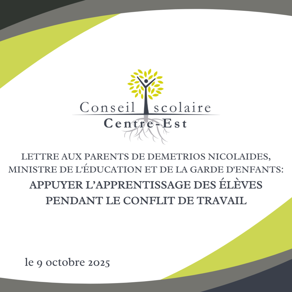 Lettre aux parents : Appuyer l’apprentissage des élèves pendant le conflit de travail