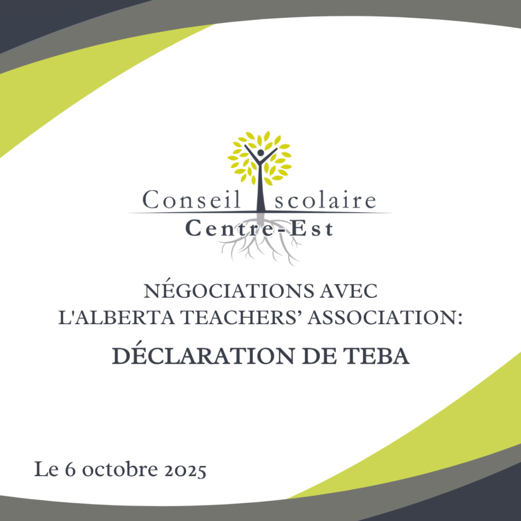 Négociations avec l'Alberta Teachers’ Association : Déclaration de TEBA